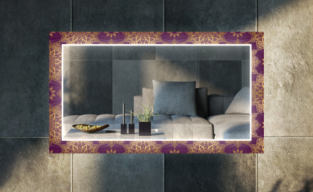 Dekorativer Spiegel mit LED-Beleuchtung für das Wohnzimmer - Gold Mandala