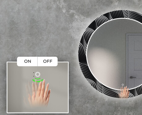 Runder dekorativer Spiegel mit LED-Beleuchtung für das Wohnzimmer - Dark Wave #5